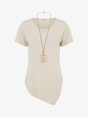 Top manches courtes à bords asymétriques - Beige - 1