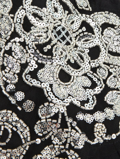 T-shirt manches courtes à épaules strassées - Noir - 3