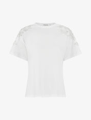 T-shirt manches courtes à épaules strassées - Blanc - 1