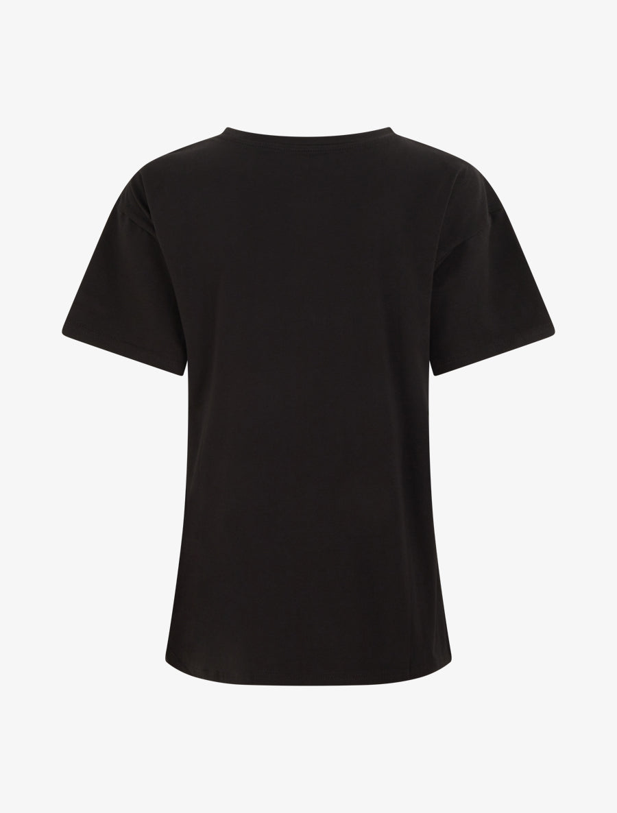 T-shirt à strass motif dame au chapeau - Noir - 2