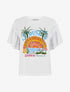 T-shirt motif sunset à strass - Blanc - 1