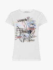 T-shirt floqué à strass et perles - Blanc - 1