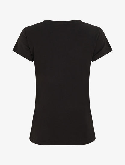 T-shirt à message et motif fleurs strassés - Noir - 2