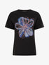 T-shirt à motif fleur et strass - Noir - 1