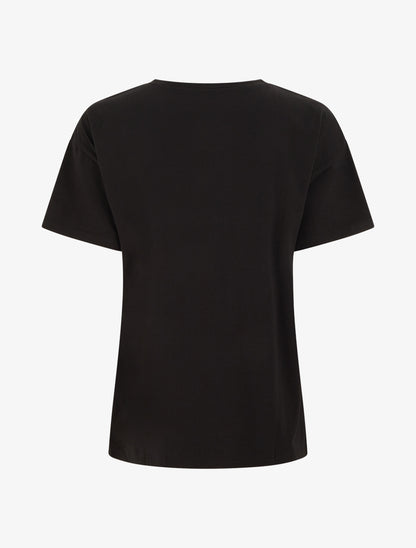 T-shirt à motif fleur et strass - Noir - 2