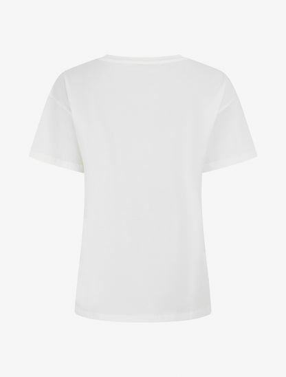 T-shirt à motif fleur et strass - Blanc - 2