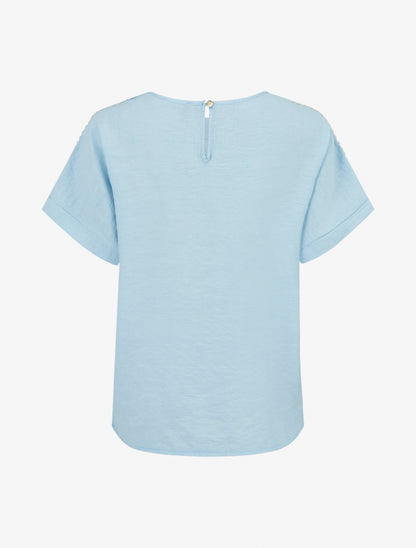 Top manches courtes à broderies ajourés - Bleu ciel - 2