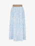 Jupe fluide longue à imprimé feuillage stylisé - Bleu ciel - 1