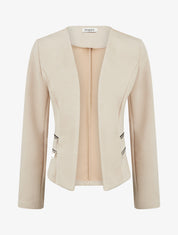 Veste en suédine à poches décoratives zippées - Beige - 1