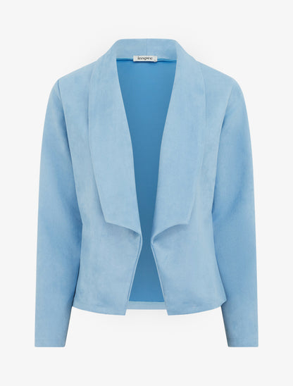 Veste en suédine à cole châle - Bleu ciel - 1