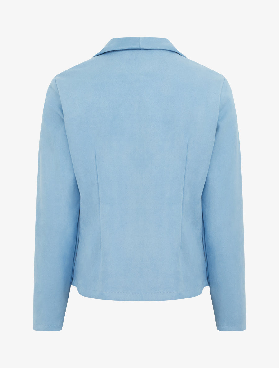 Veste en suédine à cole châle - Bleu ciel - 2