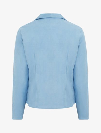 Veste en suédine à cole châle - Bleu ciel - 2