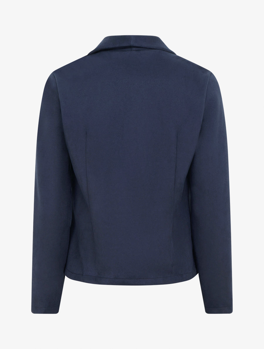 Veste en suédine à cole châle - Marine - 2