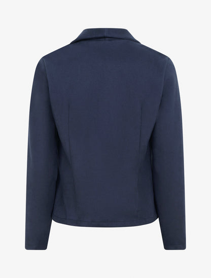 Veste en suédine à cole châle - Marine - 2