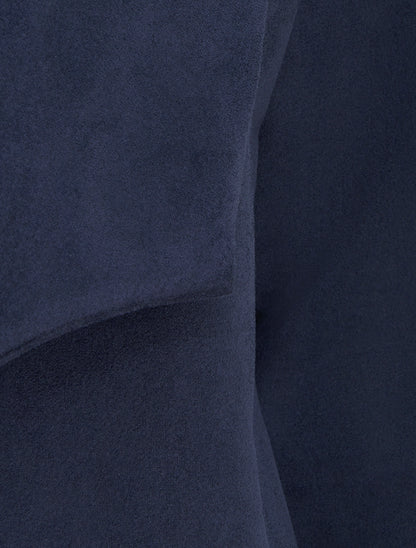 Veste en suédine à cole châle - Marine - 3