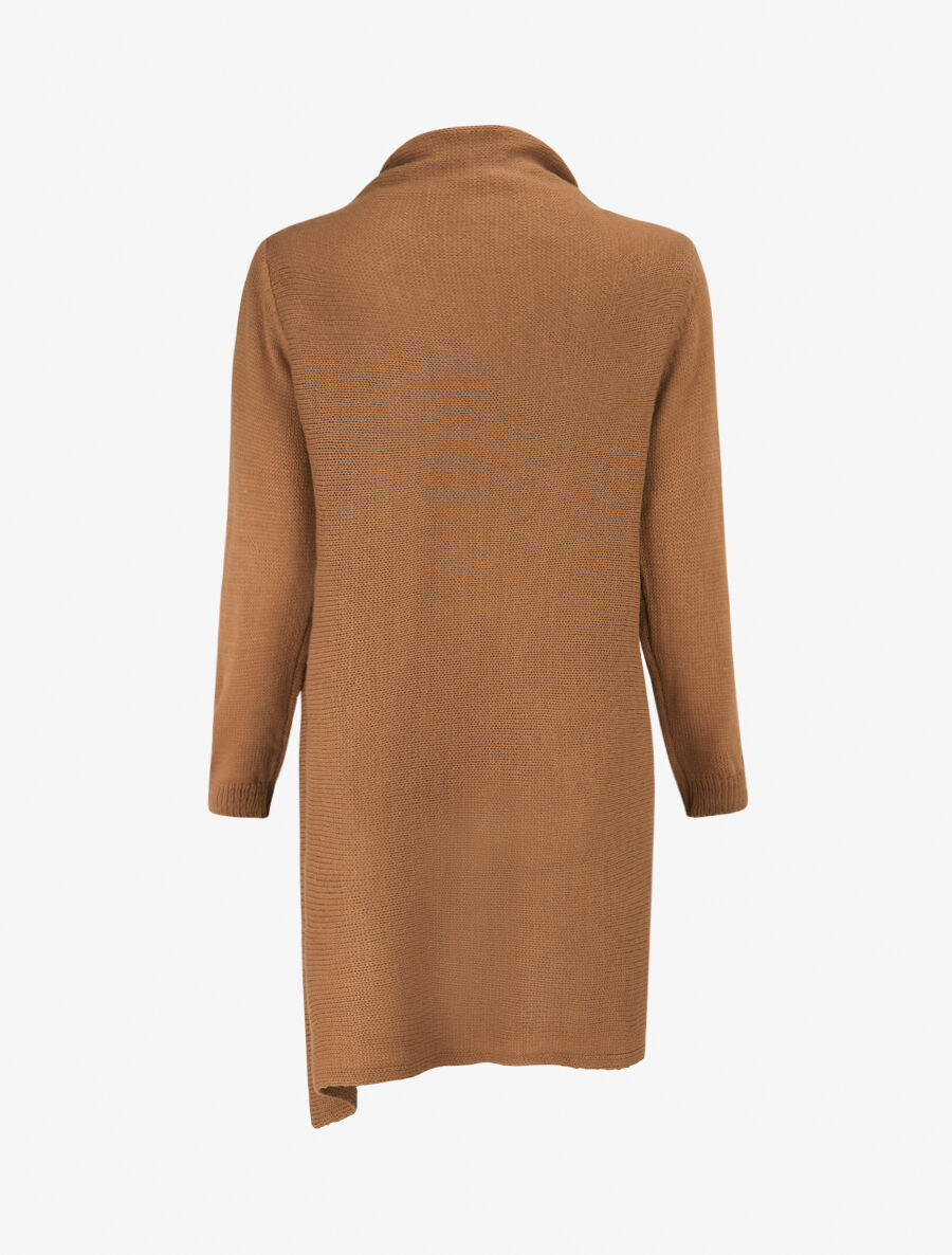 Gilet à pans asymétriques frangés - Camel - 2