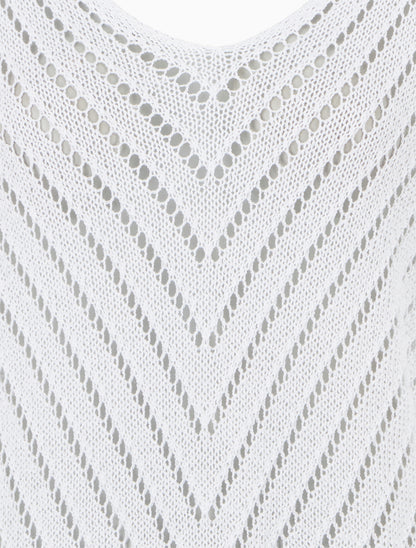 Pull ajouré à manches chauve-souris - Blanc - 3