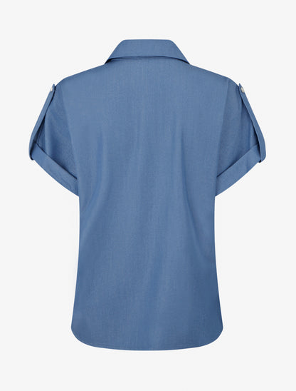 Chemise uni à poches - Bleu foncé - 2