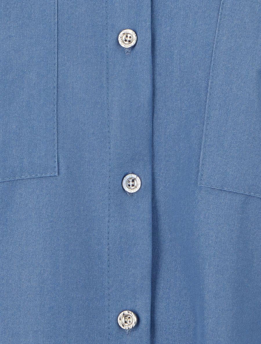 Chemise uni à poches - Bleu foncé - 3