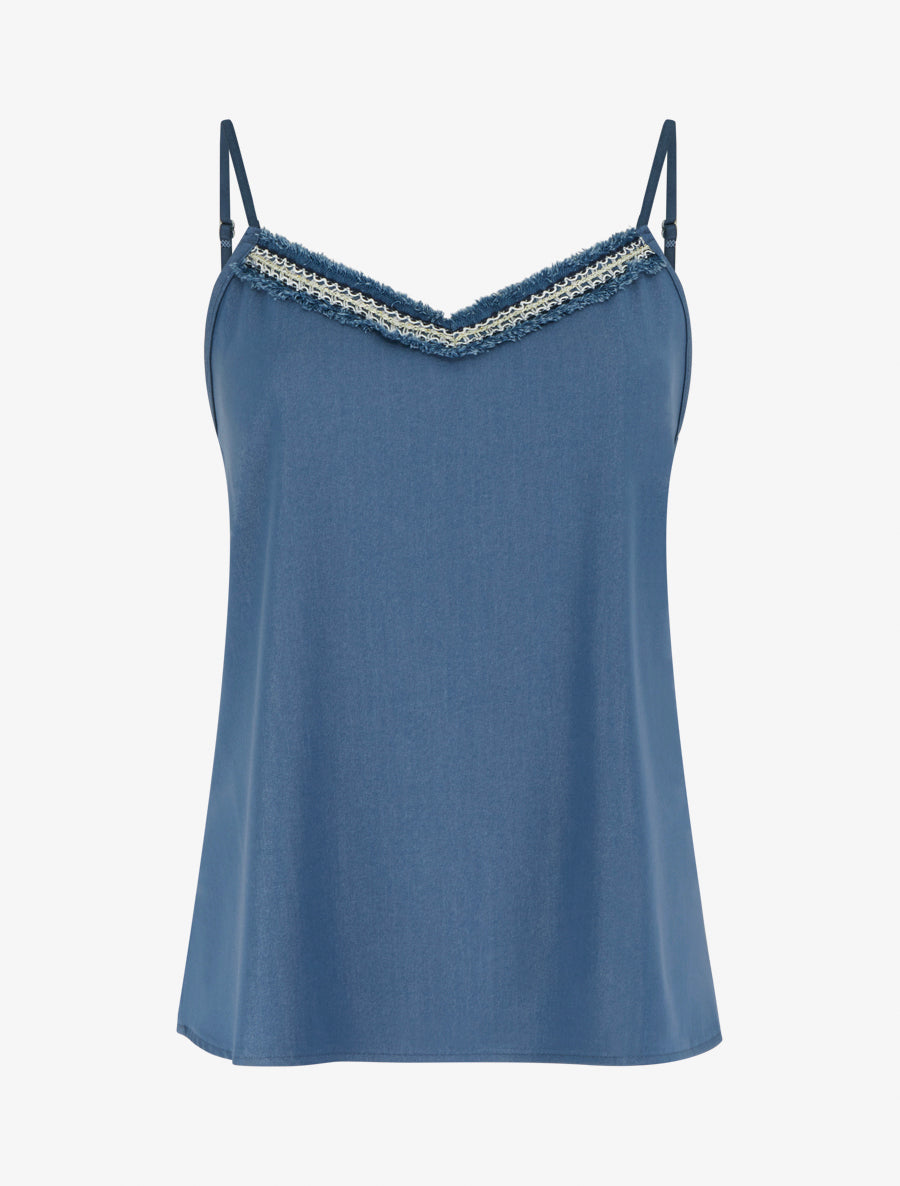 Débardeur à col V brodé - Bleu - 1