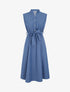 Robe unie élastiquée à buste boutonné - Bleu - 1
