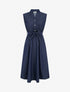 Robe unie élastiquée à buste boutonné - Bleu brut - 1
