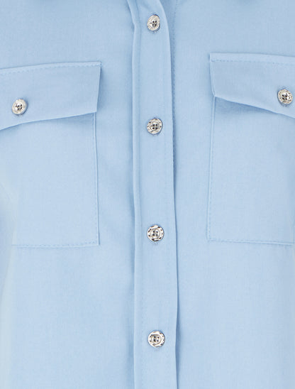 Chemise unie fluide à poches - Bleu ciel - 3