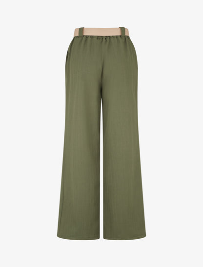 Pantalon ample à motif rayé - Kaki - 2