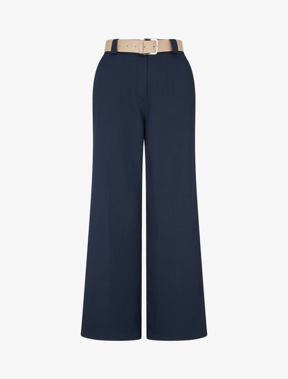 Pantalon ample à motif rayé - Marine - 1