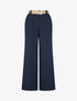 Pantalon ample à motif rayé - Marine - 1