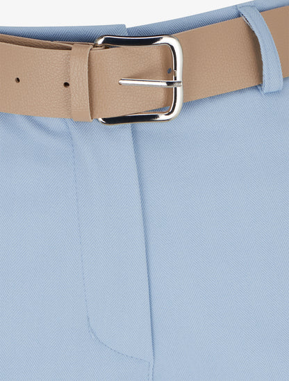 Short ceinturé uni à ourlet - Bleu ciel - 3