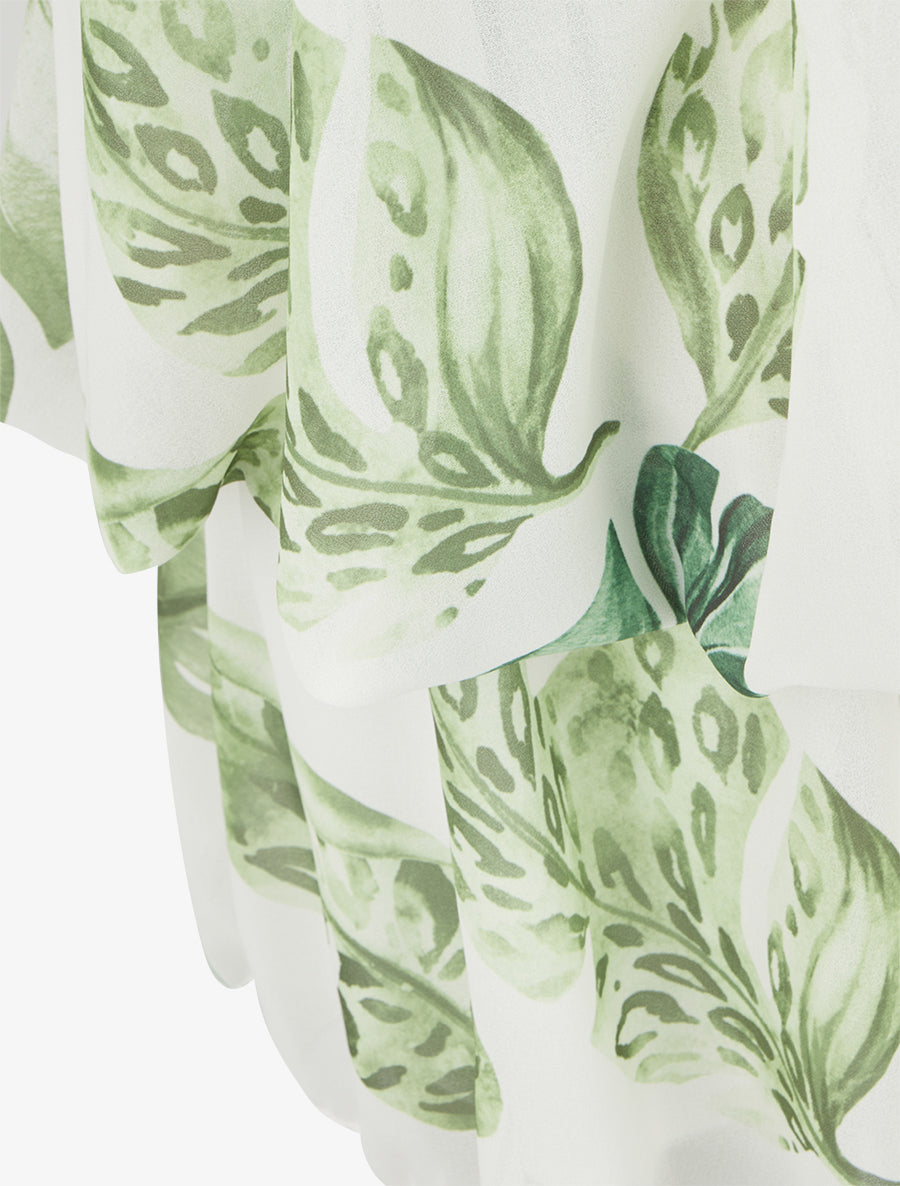 Combishort volanté imprimé feuilles à dos nu - Vert - 3