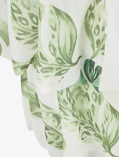 Combishort volanté imprimé feuilles à dos nu - Vert - 3