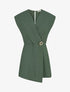 Combishort style robe portefeuille à broche - Kaki - 1