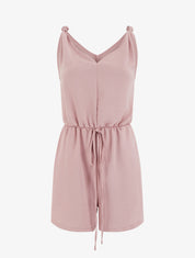 Combishort uni à taille élastiquée - Vieux rose - 1