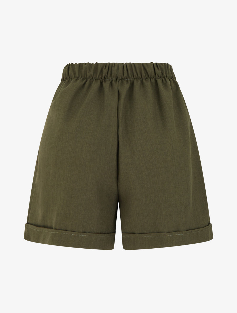 Short uni élastiqué - Kaki - 2