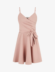 Robe patineuse unie à fines bretelles - Rose - 1