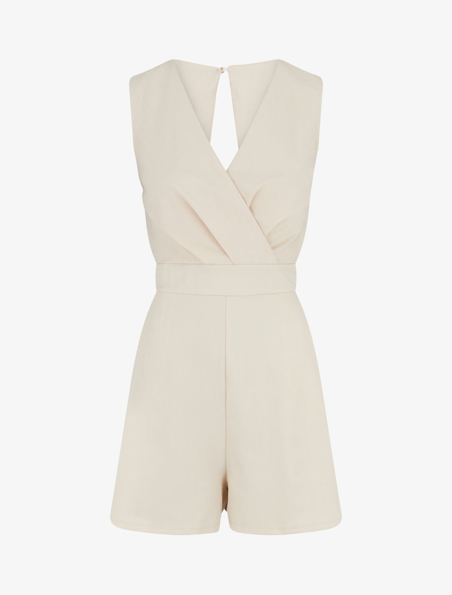 Combishort sans manches à dos ouvert - Beige - 1