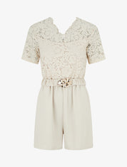 Combishort à buste en dentelle - Beige - 1