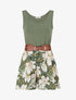 Combishort ceinturé à imprimé floral - Kaki - 1