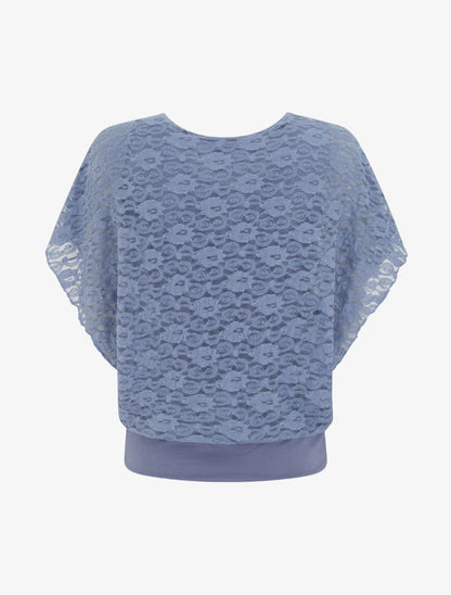 Top boule en dentelle - Bleu - 2