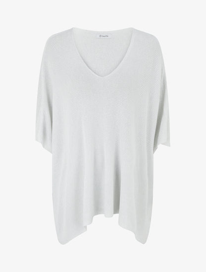Top asymétrique manches courtes en maille fine irisée - Blanc - 1