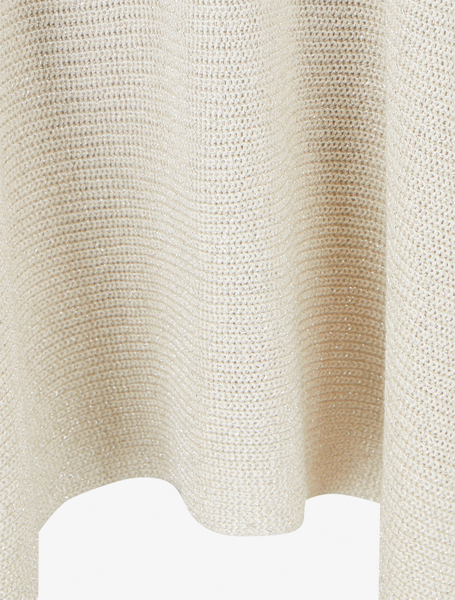 Top asymétrique manches courtes en maille fine irisée - Beige - 3