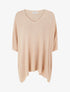 Top asymétrique manches courtes en maille fine irisée - Beige rosé - 1