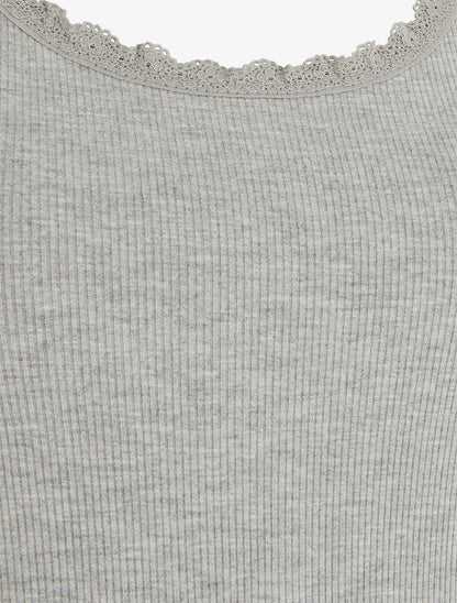 Débardeur côtelé uni - Gris - 3