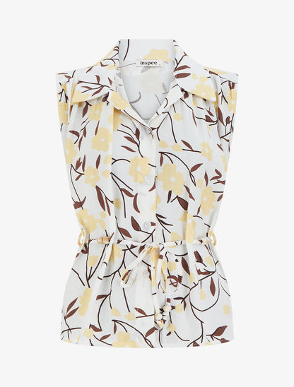 Top sans manches imprimé floral - Jaune - 1