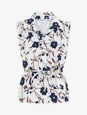 Top sans manches imprimé floral - Marine - 1