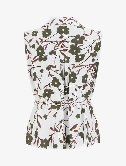 Top sans manches imprimé floral - Kaki - 2