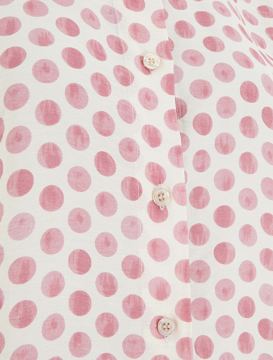 Top imprimé à pois boutonné - Rose - 3