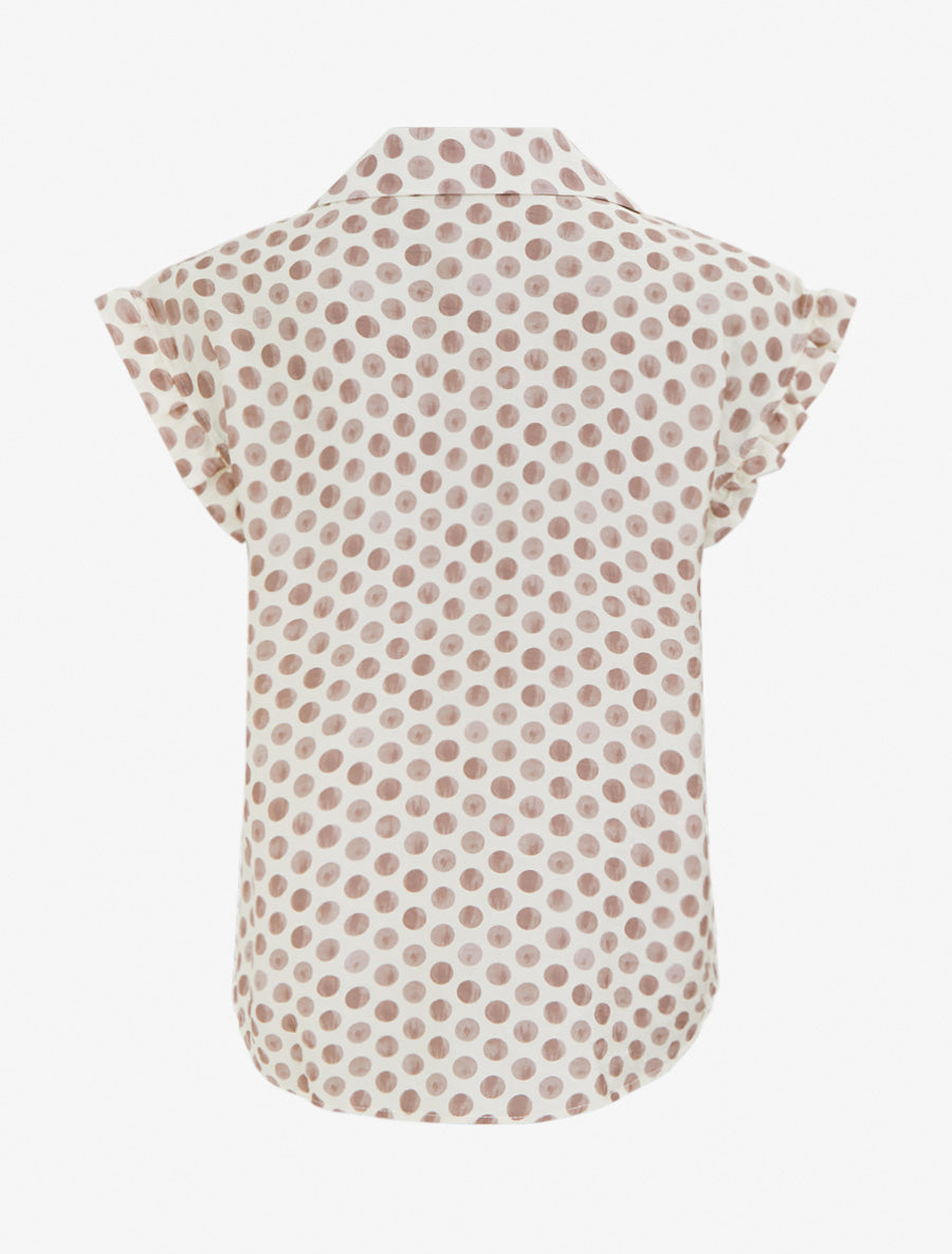 Top imprimé à pois boutonné - Taupe - 2